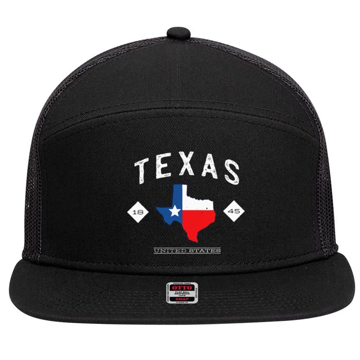 Texas 1845 Vintage United States 7 Panel Mesh Trucker Snapback Hat