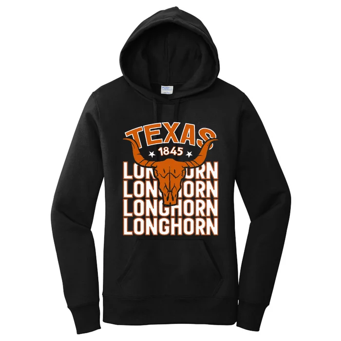 Texas 1845 Vintage Longhorn Western Women's Pullover Hoodie