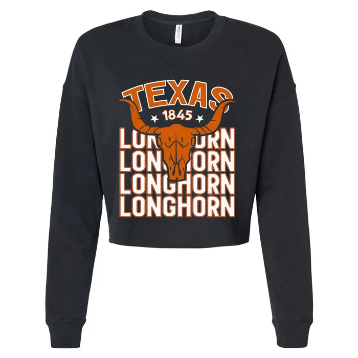 Texas 1845 Vintage Longhorn Western Cropped Pullover Crew