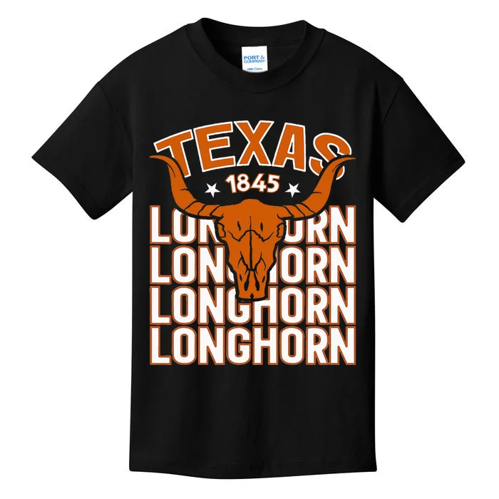 Texas 1845 Vintage Longhorn Western Kids T-Shirt