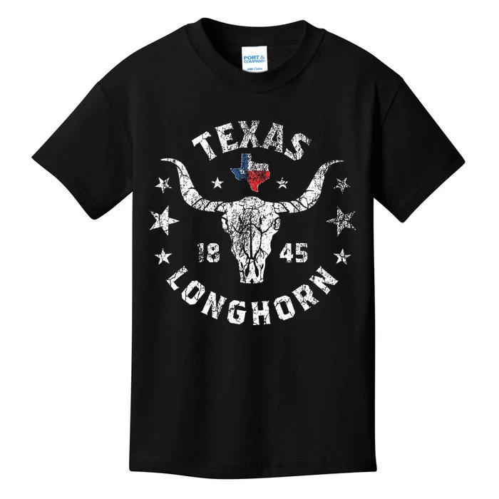 Texas 1845 Vintage Longhorn Cowboy And Rodeo Kids T-Shirt