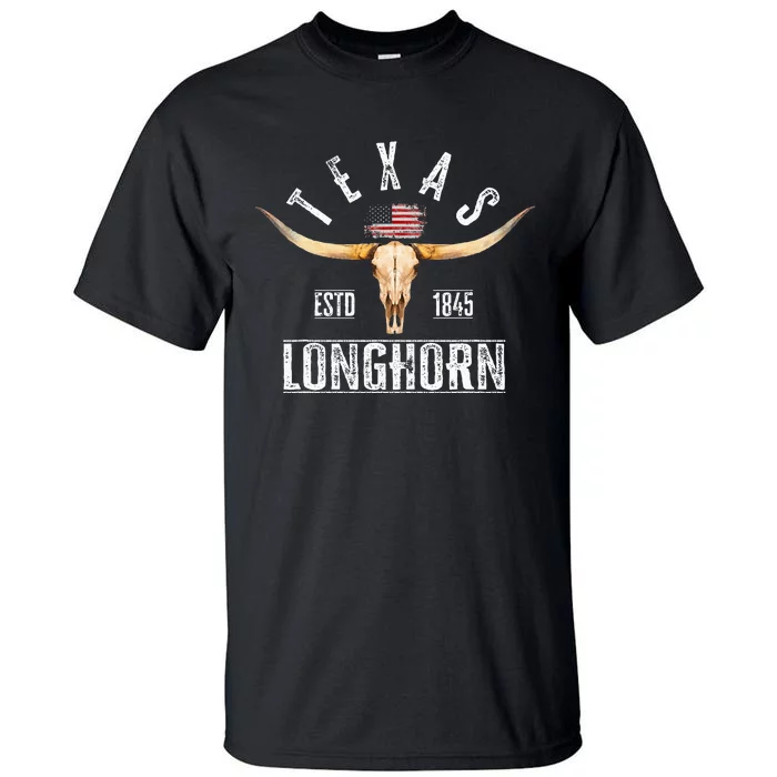 Texas 1845 Vintage With Longhorn Cattle Breed Tall T-Shirt