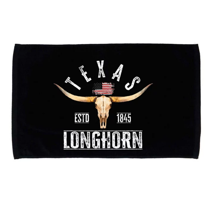 Texas 1845 Vintage With Longhorn Cattle Breed Microfiber Hand Towel