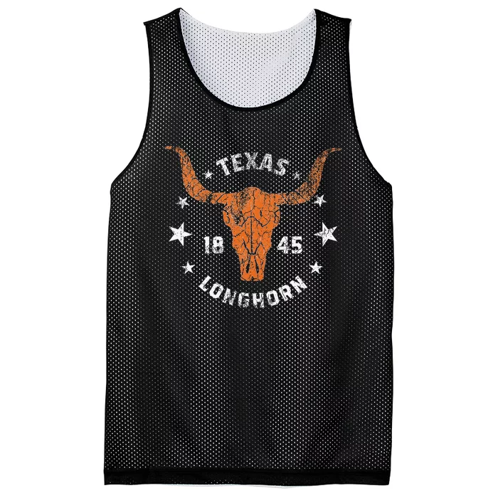 Texas 1845 Vintage Longhorn Cowboy And Rodeo Fan Mesh Reversible Basketball Jersey Tank