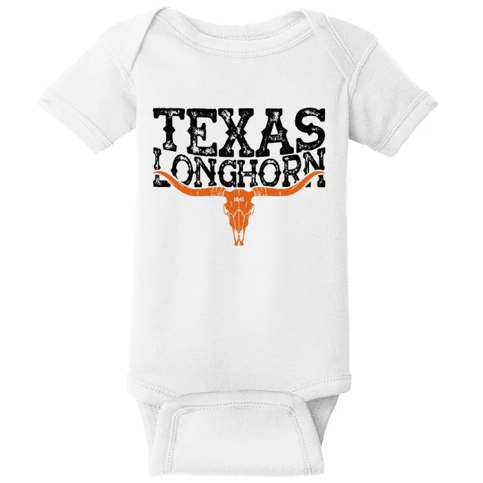 Texas 1845 Vintage Longhorn Cowboy And Rodeo Fan Baby Bodysuit