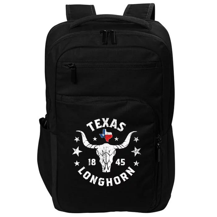 Texas 1845 Vintage Longhorn Cowboy And Rodeo Fan Impact Tech Backpack