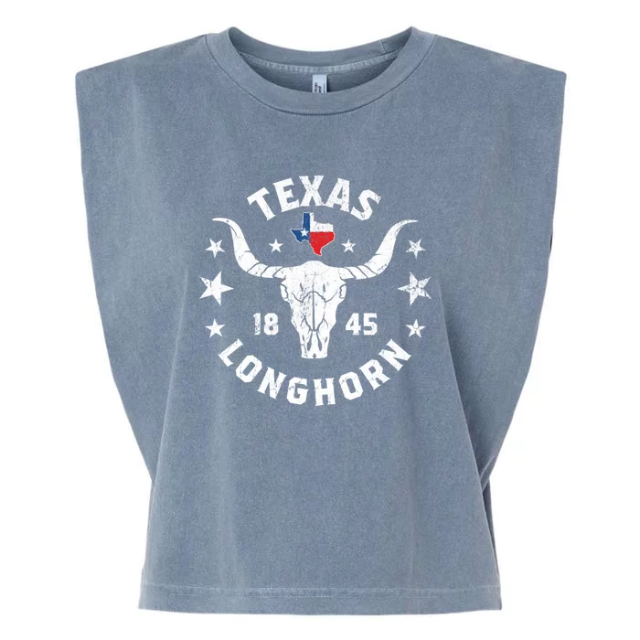 Texas 1845 Vintage Longhorn Cowboy And Rodeo Fan Garment-Dyed Women's Muscle Tee