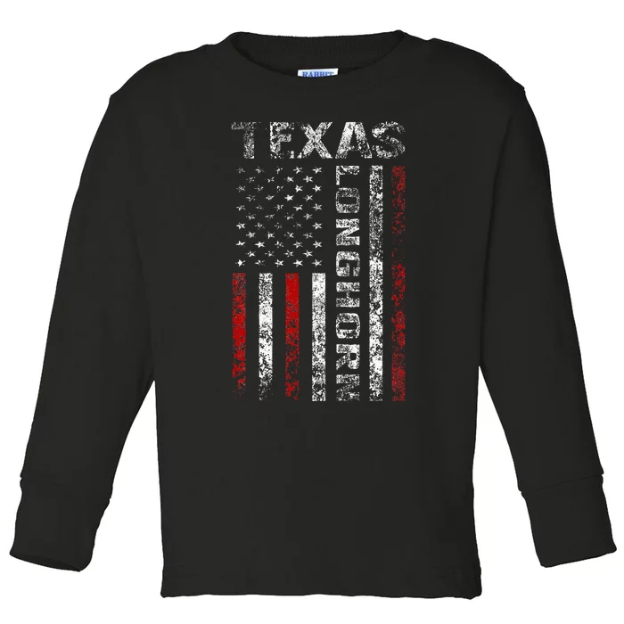 Texas 1845 Vintage Longhorn Cowboy And Rodeo Fan Toddler Long Sleeve Shirt