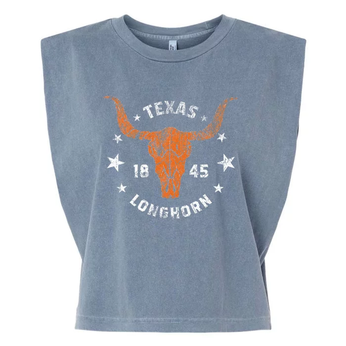 Texas 1845 Vintage Longhorn Cowboy And Rodeo Fan Garment-Dyed Women's Muscle Tee