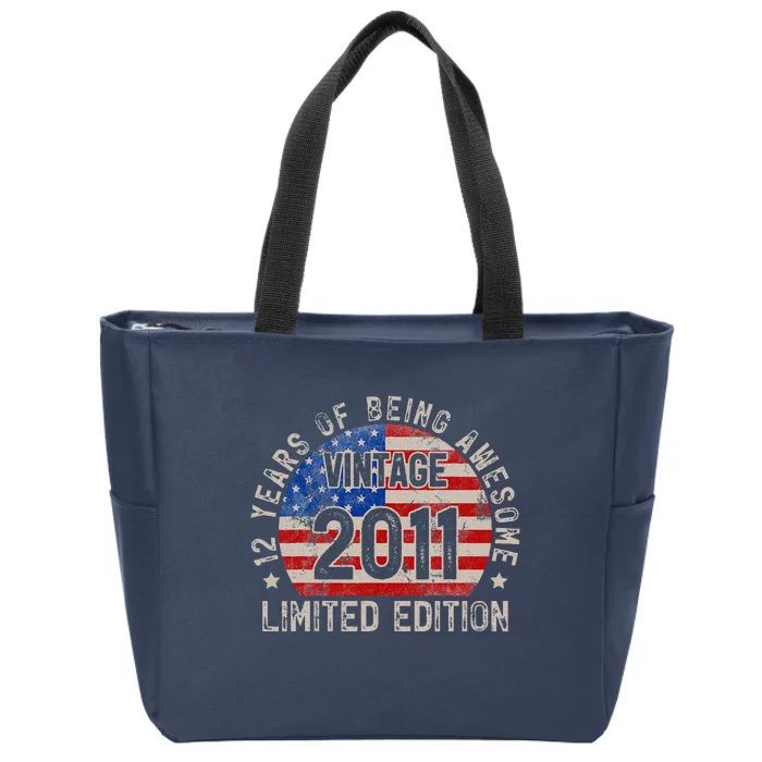 Turning 12 Vintage 2011 BDay 12th Birthday 12 Years Old Zip Tote Bag