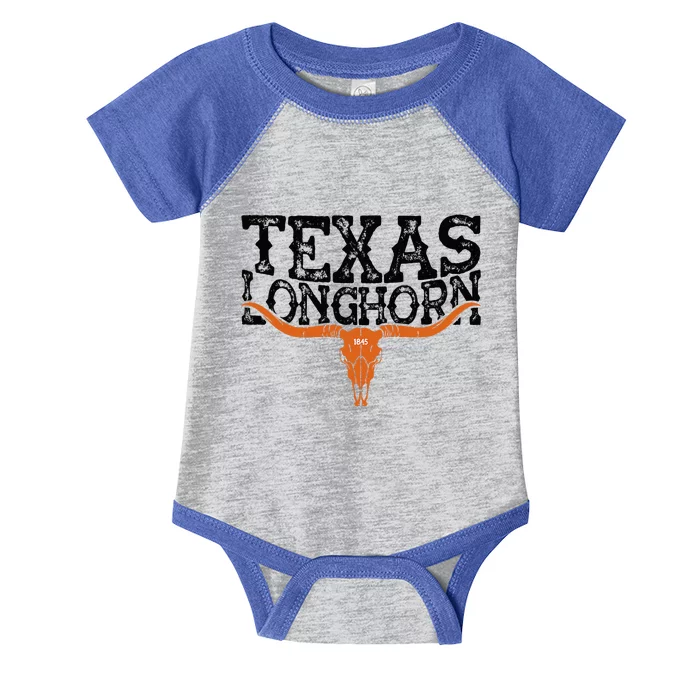 Texas 1845 Vintage Longhorn Cowboy And Rodeo Fan Infant Baby Jersey Bodysuit