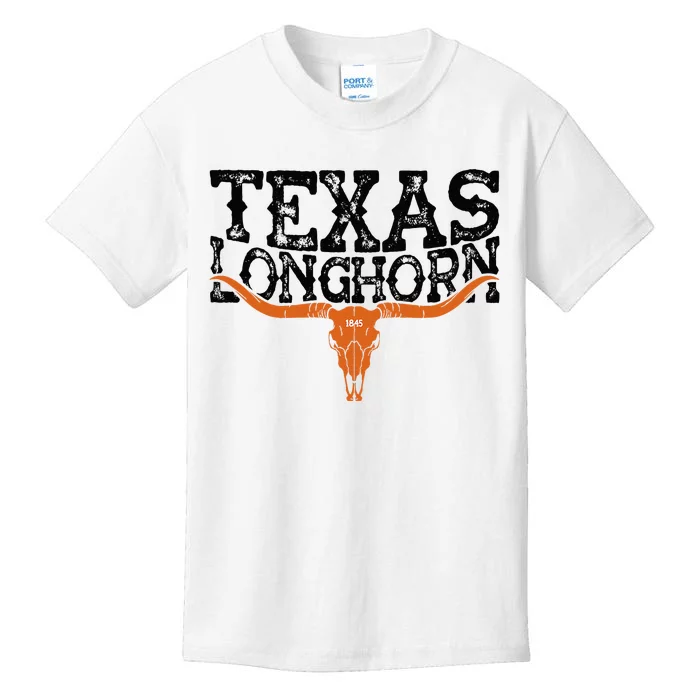 Texas 1845 Vintage Longhorn Cowboy And Rodeo Fan Kids T-Shirt