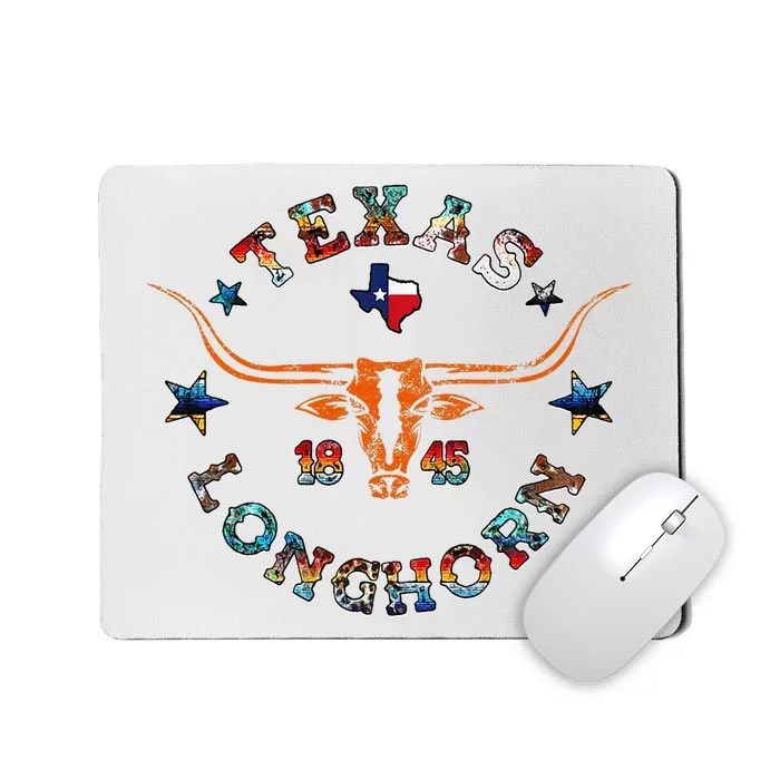 Texas 1845 Vintage Longhorn Cowboy Western Cow Mama Mousepad