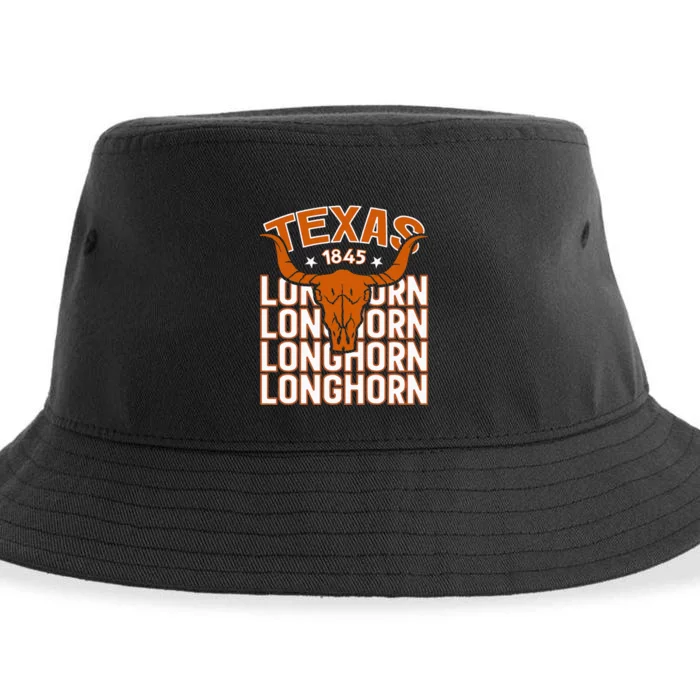 Texas 1845 Vintage Longhorn Western Sustainable Bucket Hat