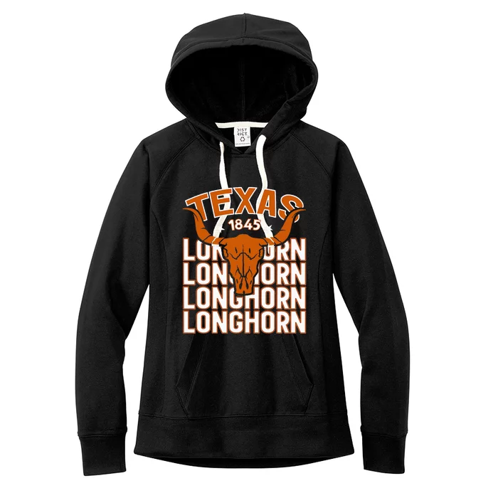 Texas 1845 Vintage Longhorn Western Women's Fleece Hoodie