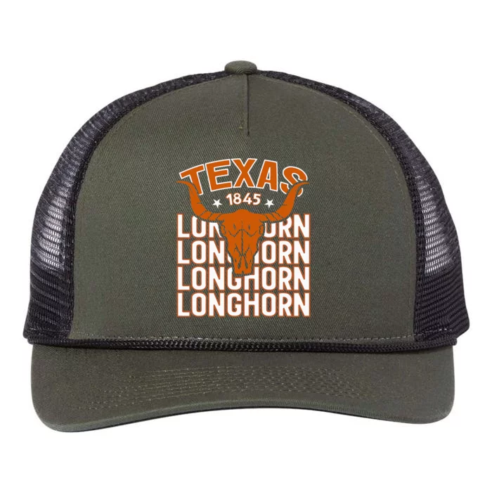 Texas 1845 Vintage Longhorn Western Retro Rope Trucker Hat Cap