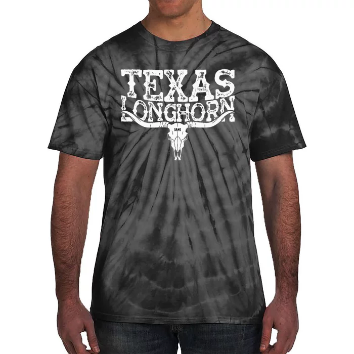 Texas 1845 Vintage Longhorn Cowboy And Rodeo Fan Tie-Dye T-Shirt