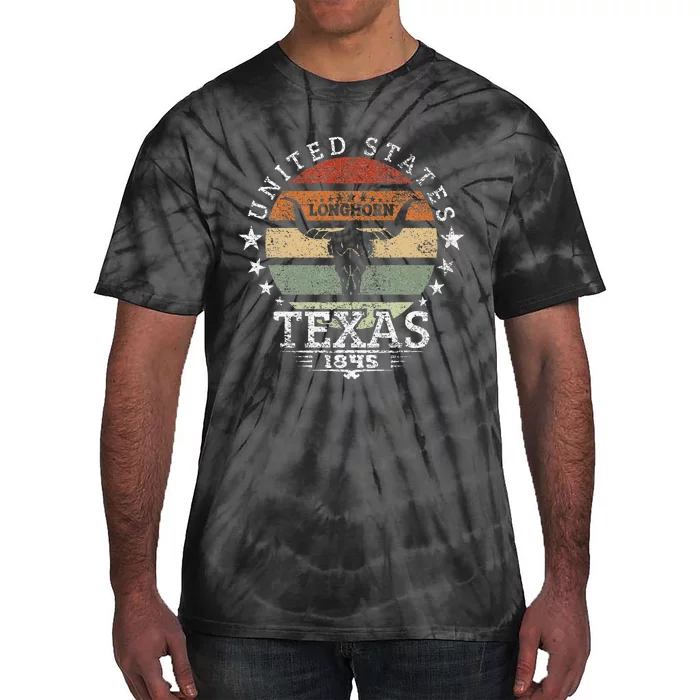 Texas 1845 Vintage Longhorn Cowboy And Rodeo Fan Tie-Dye T-Shirt