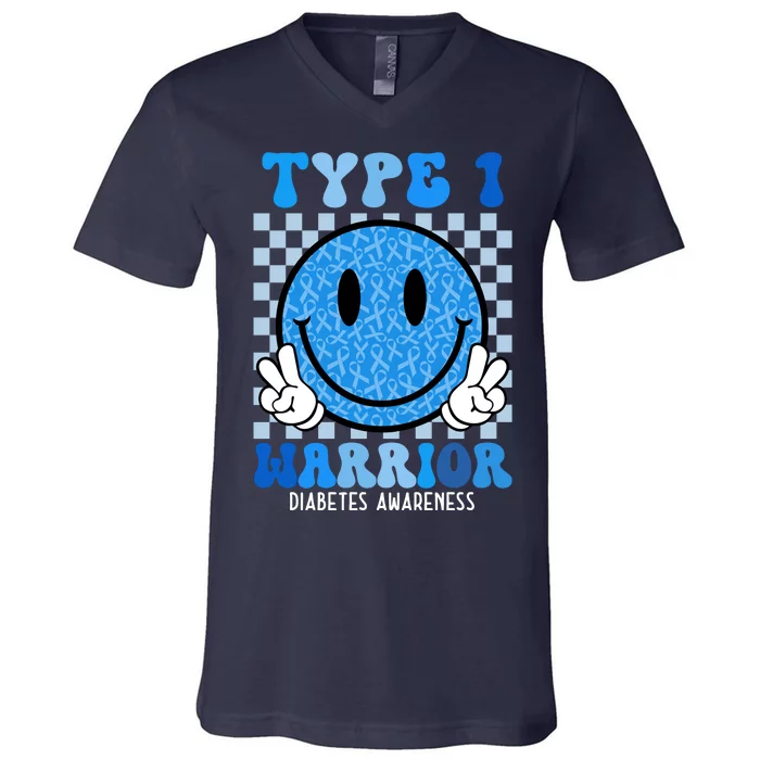 Type 1 Warrior Diabetes Awareness V-Neck T-Shirt