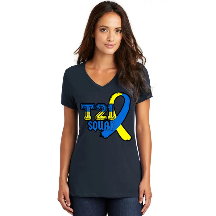 T21 Squad Down Syndrome Awareness Women's V-Neck T-Shirt