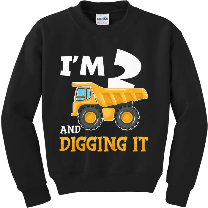 Two 2yr 2th Birthday Construction 2 Years Old Kids Sweatshirt