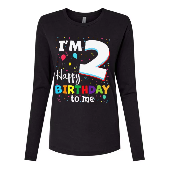 Two 2yr 2th Birthday Happy Birthday Boy 2 Years Old Womens Cotton Relaxed Long Sleeve T-Shirt