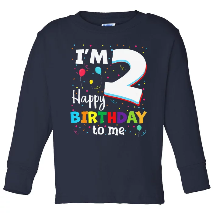 Two 2yr 2th Birthday Happy Birthday Boy 2 Years Old Toddler Long Sleeve Shirt