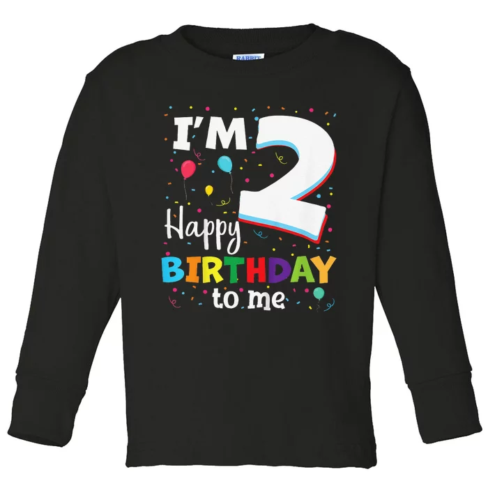 Two 2yr 2th Birthday Happy Birthday 2 Years Old Toddler Long Sleeve Shirt