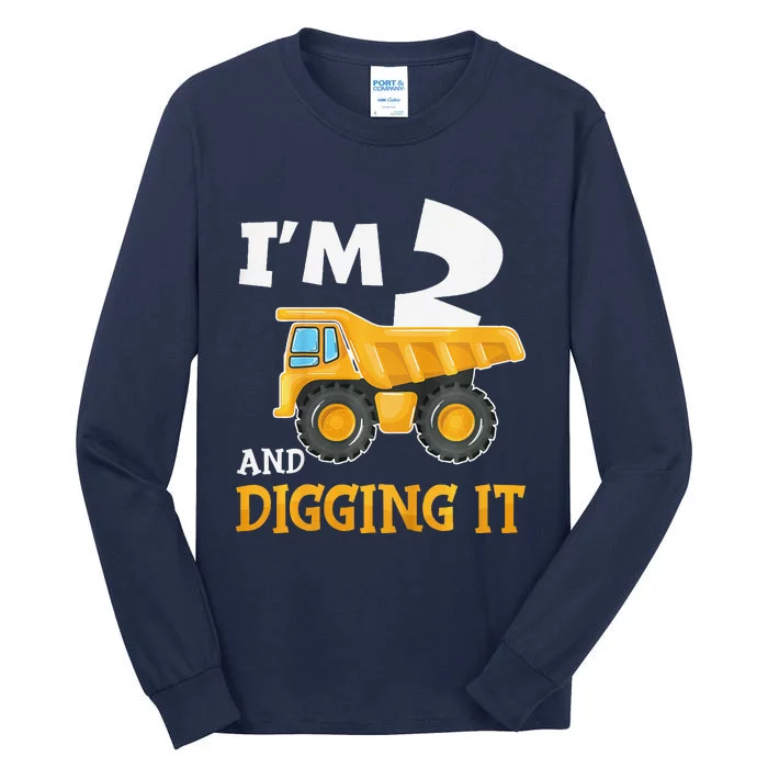 Two 2yr 2th Birthday Construction Boy 2 Years Old Tall Long Sleeve T-Shirt