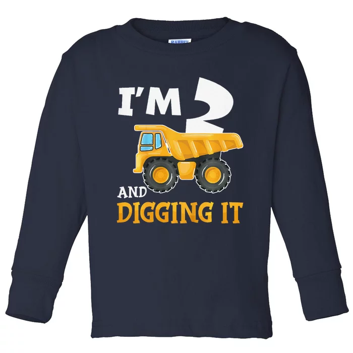 Two 2yr 2th Birthday Construction Boy 2 Years Old Toddler Long Sleeve Shirt