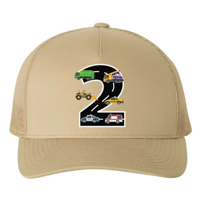 Two 2yr 2nd Birthday 2 Years Old 2nd Birthday Decoration Yupoong Adult 5-Panel Trucker Hat