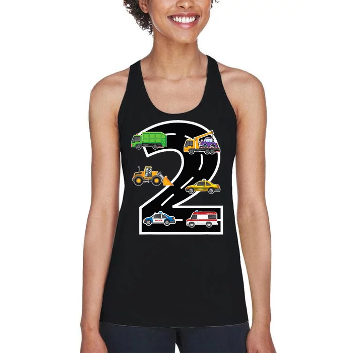 Two 2yr 2nd Birthday Boy 2 Years Old 2nd Birthday Decoration Women's Racerback Tank