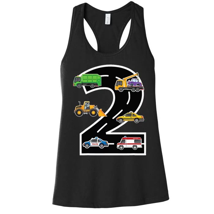 Two 2yr 2nd Birthday Boy 2 Years Old 2nd Birthday Decoration Women's Racerback Tank