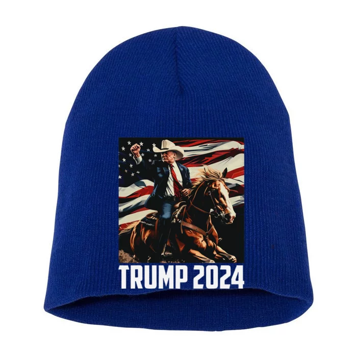 Trump 2024 45 47 My Revenge Will Be Success American Flag Short Acrylic Beanie