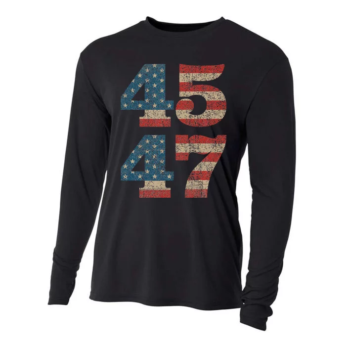 Trump 2024 45 Squared Second Term Usa Vintage Cooling Performance Long Sleeve Crew