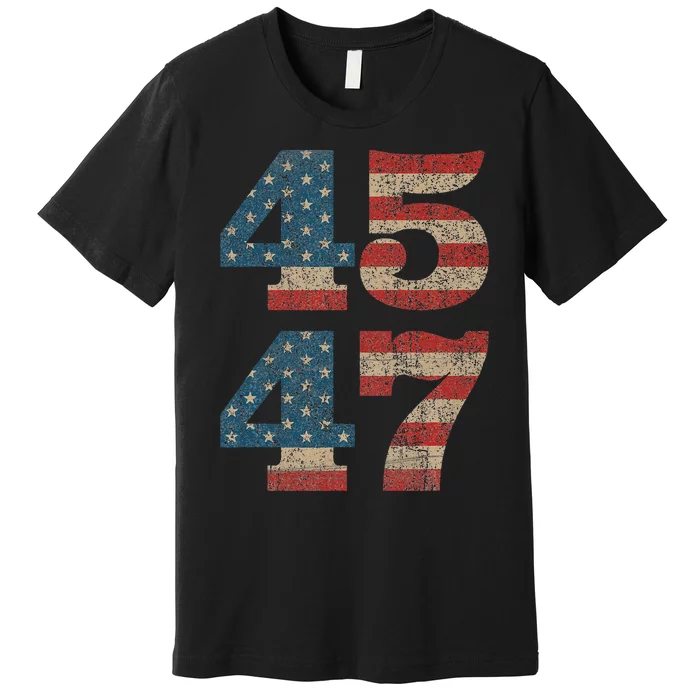 Trump 2024 45 Squared Second Term Usa Vintage Premium T-Shirt