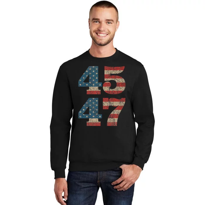 Trump 2024 45 Squared Second Term Usa Vintage Tall Sweatshirt