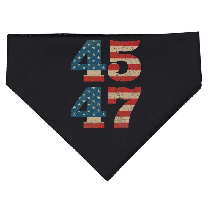 Trump 2024 45 47 Vintage American Flag Retro 4547 Trump 2024 USA-Made Doggie Bandana