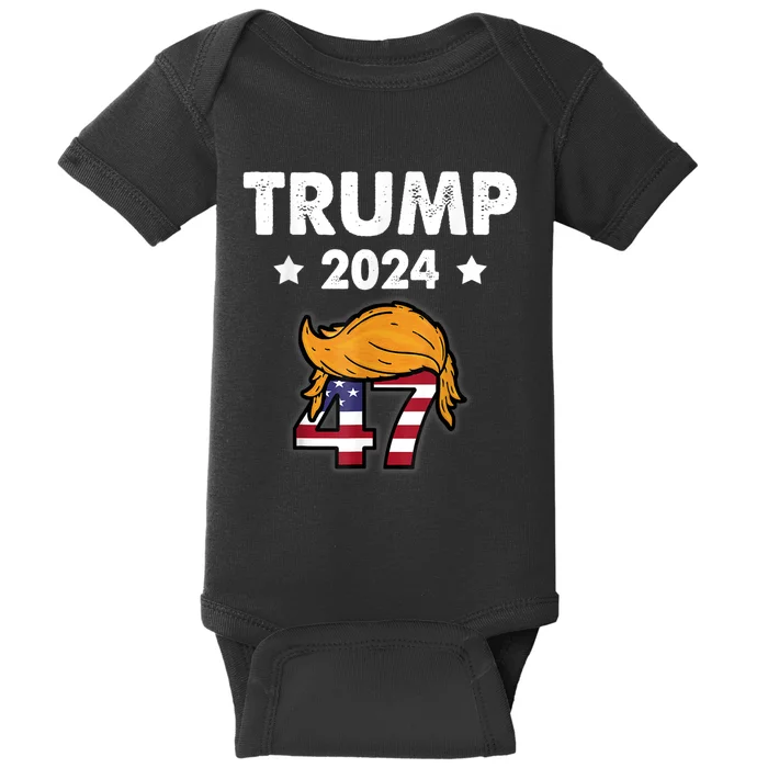 TRUMP 2024 47th President And Hair Baby Bodysuit