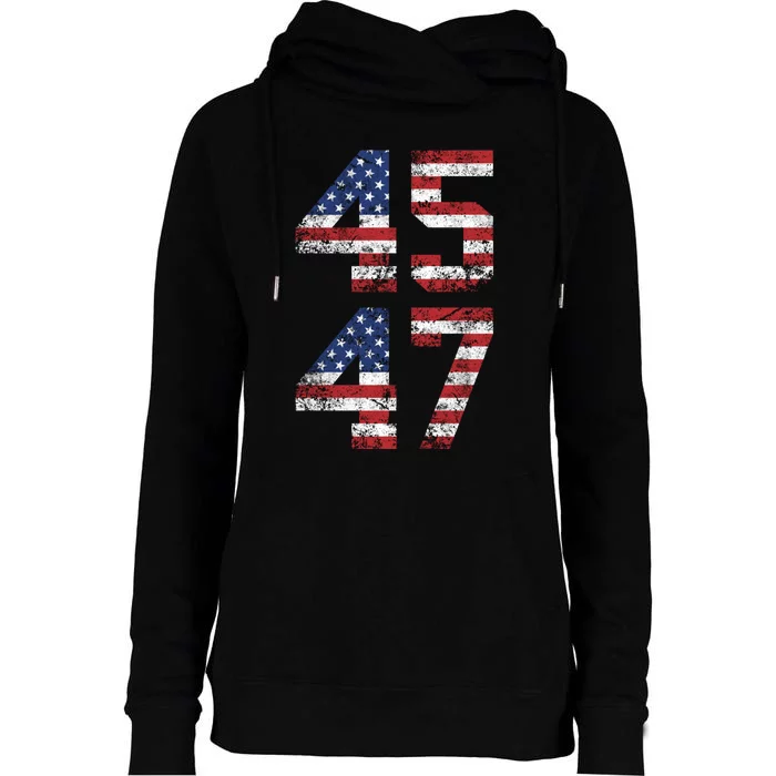 Trump 2024 45 47 Vintage Usa 45 47 Trump 2024 Womens Funnel Neck Pullover Hood