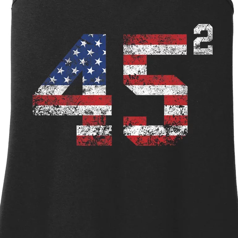 Trump 2024 45 Squared Second Term Usa Vintage Ladies Essential Tank