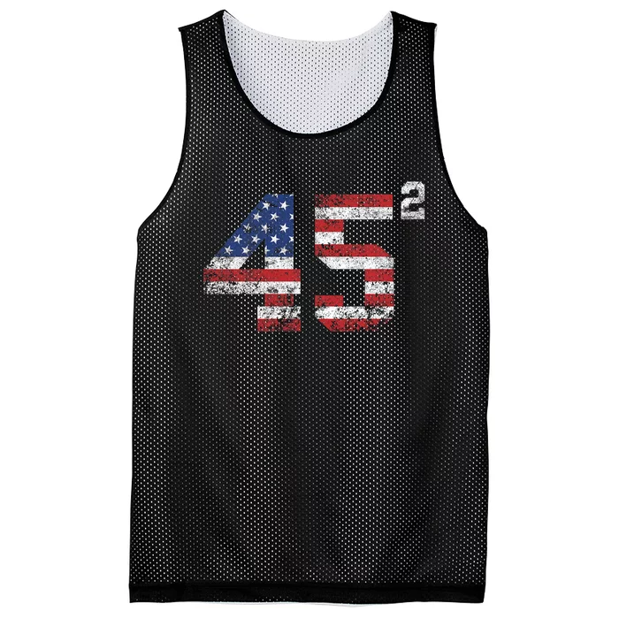 Trump 2024 45 Squared Second Term Usa Vintage Mesh Reversible Basketball Jersey Tank