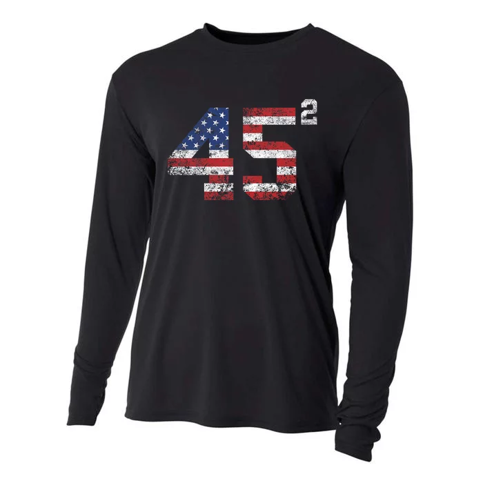 Trump 2024 45 Squared Second Term Usa Vintage Cooling Performance Long Sleeve Crew