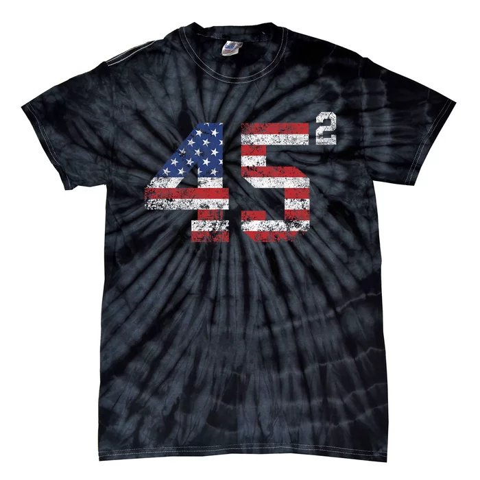 Trump 2024 45 Squared Second Term Usa Vintage Tie-Dye T-Shirt