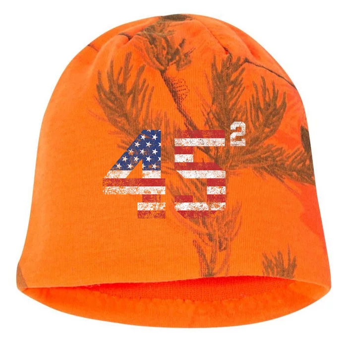 Trump 2024 45 Squared Second Term Usa Vintage Kati - Camo Knit Beanie