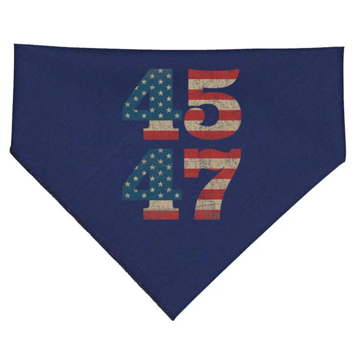 Trump 2024 45 47 Vintage American Flag Retro 4547 Trump 2024 USA-Made Doggie Bandana