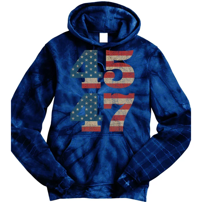 Trump 2024 45 47 Vintage American Flag Retro 4547 Trump 2024 Tie Dye Hoodie