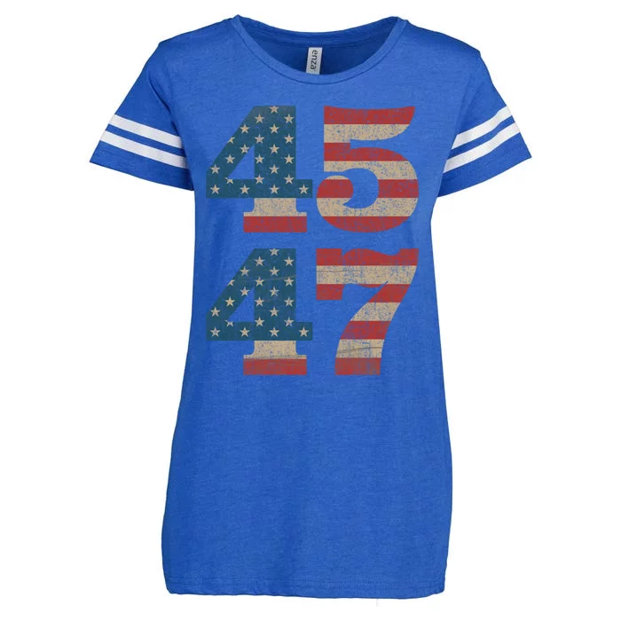 Trump 2024 45 47 Vintage American Flag Retro 4547 Trump 2024 Enza Ladies Jersey Football T-Shirt