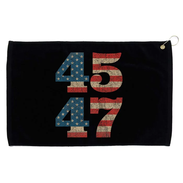 Trump 2024 45 47 Vintage American Flag Retro 45 47 Trump 2024 Grommeted Golf Towel