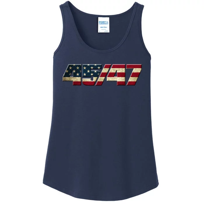 Trump 2024 45 47 American Flag Ladies Essential Tank